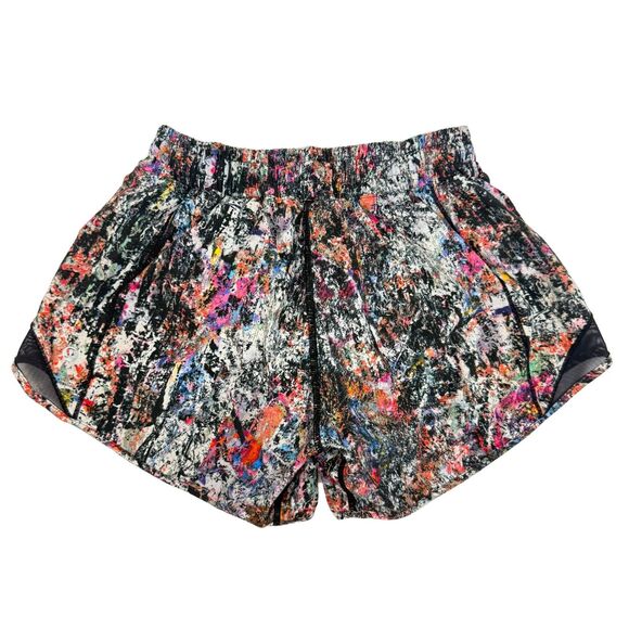 LULULEMON Hotty Hot Short II *Long 4” Size 4 Vitalize Multi Black EUC B9 - Picture 3 of 6